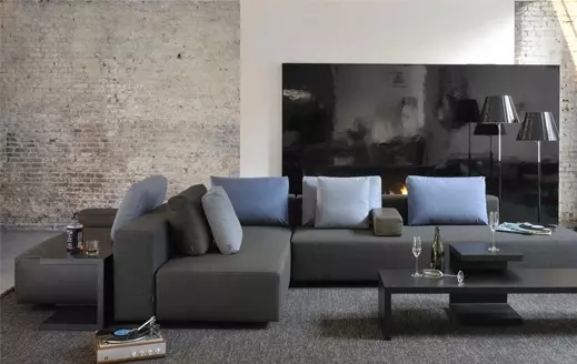 Sintese zitbank lounge bank hoekbank elementen zacht stof design op maat van der linde interieur Indera