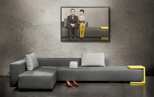 Sintes Indera zitbank lounge bank hoekbank elementen zacht stof design op maat van der linde interieur
